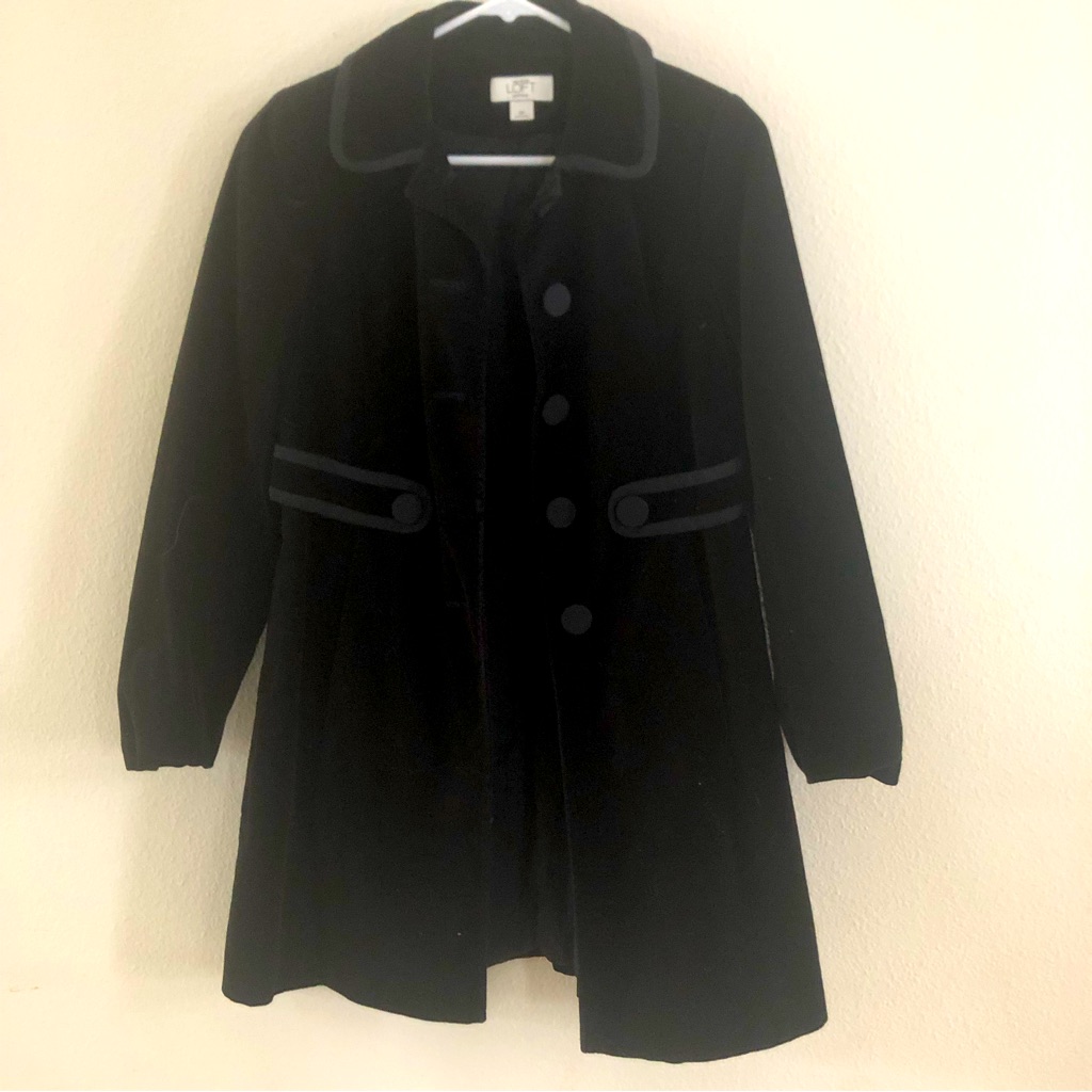 The Loft Black Velvet Swing Lightweight Jacket Sz 0p